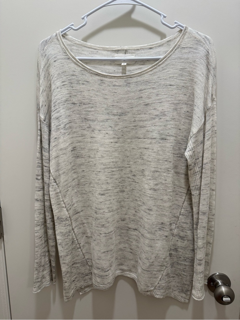 Lou & Grey Marled Cream Scoop Neck Knit Sweater
